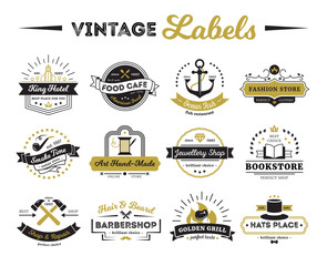 Shops And Cafe Vintage Labels 