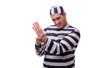 Man prisoner isolated on white background