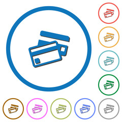 Credit cards icons with shadows and outlines