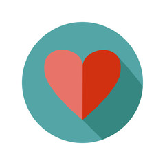 Flat icon red heart on a blue background