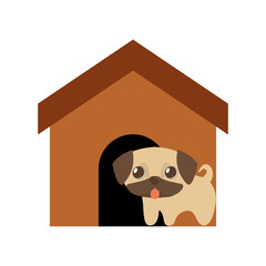 dog cute tongue out brown house vector illustration eps 10