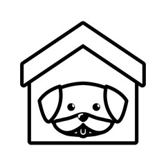 dog cute tongue out house pet outline vector illustration eps 10