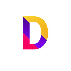 Abstract D letter icon funny flat sign vector logo design