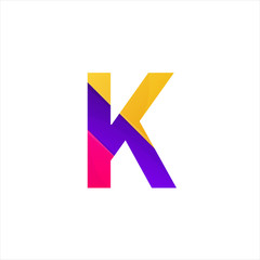 Abstract K letter icon funny flat sign vector logo design