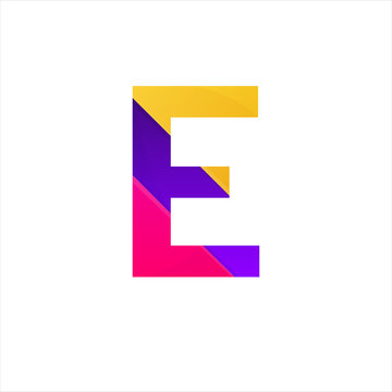 Abstract E letter icon funny flat sign vector logo design