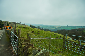 Fototapeta na wymiar Landscape next to road. Peak District