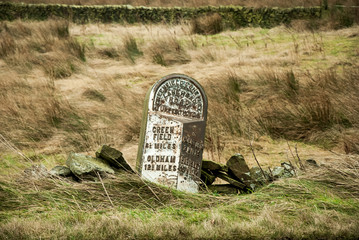 Sign of footpath. Peak District National Park. UK © DawidDobosz