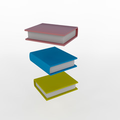 3d rendering of stacking books isolated white background