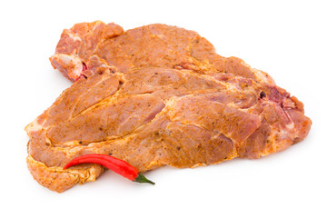 Roast beef in spice crust isolated on white background.