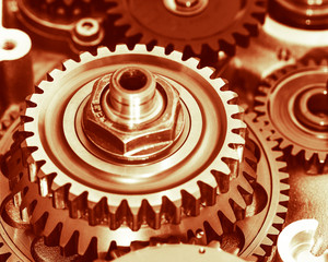 engine gears wheels, closeup view