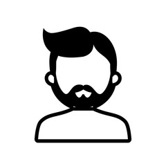 avatar man bearded hairstyle outline vector illustration eps 10