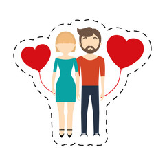 couple romantic cheerful red hearts balloon vector illustration eps 10