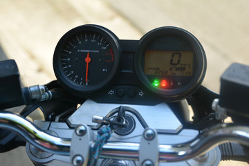speedometer of a motorcycle.