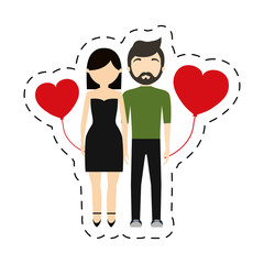 couple fashionable modern red hearts balloon vector illustration eps 10