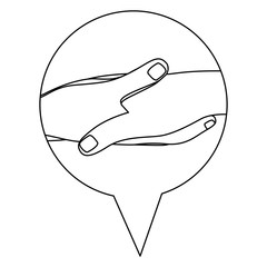 monochrome silhouette with hands in icon dialogue vector illustration