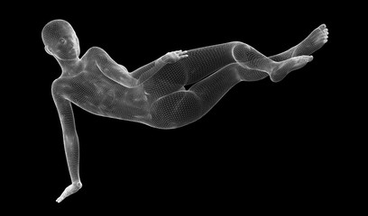 Obraz premium Girl, body structure, wire model on the background