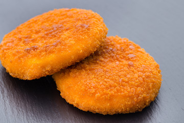 Crispy fried chicken nuggets. Eco food.