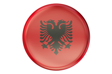 Badge with flag of Albania, 3D rendering