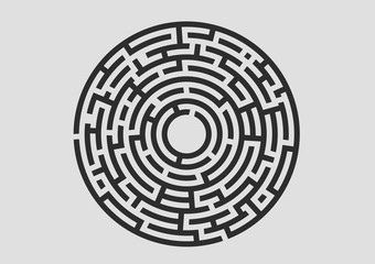 Black labyrinth logo on white background