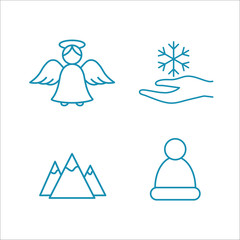 winter cold snow line icons set blue on white