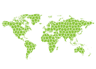 Abstract vector map of the world from the green grid