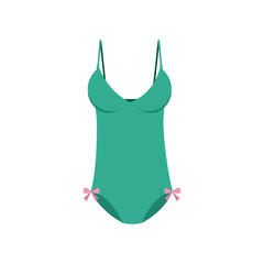 green one piece bikini with bow vector illustration