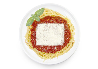 Dish of pasta with parmesan cheese shaped as Wyoming.(series)