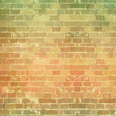 Green and Orange Brick Background Texture