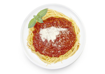 Dish of pasta with parmesan cheese shaped as Asia.(series)