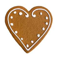 gingerbread heart isolated on white