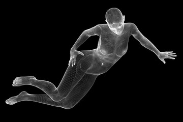 Obraz premium Girl, body structure, wire model on the background