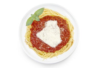 Dish of pasta with parmesan cheese shaped as Algeria.(series)