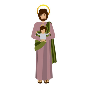 picture saint joseph with baby jesus vector illustration