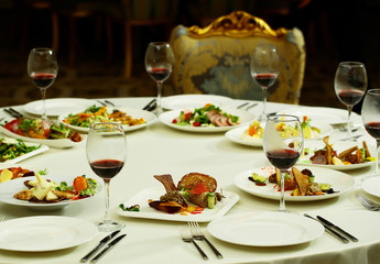 Delicious food on plates