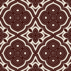 Outline seamless pattern with floral motif. Ornamental abstract background. Ethnic and tribal print.