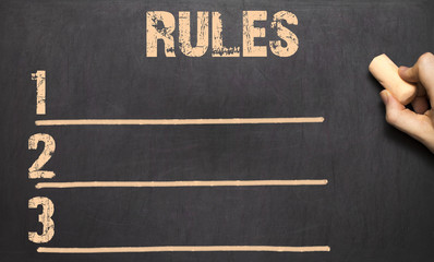 Rules - on the blackboard with chalk and checklist