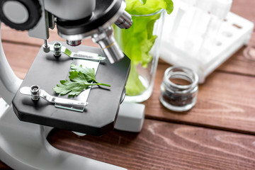 concept healthy food inspection herbs in laboratory