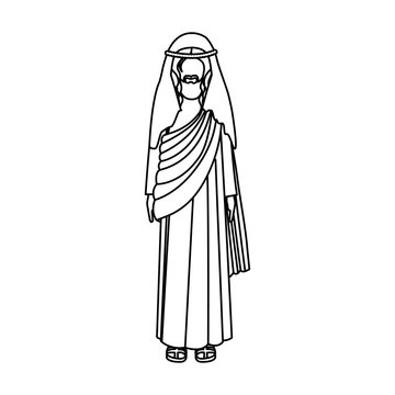 silhouette of picture of christ with tunic vector illustration