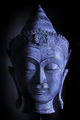 Papier Peint photo Lavable Bouddha Calm cool buddha head. Blue tone accentuating the chilled relaxed feel of this spiritual image.