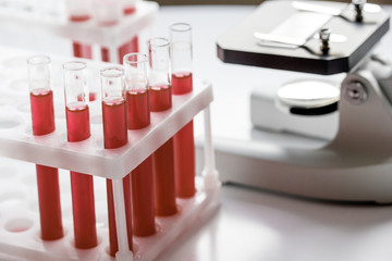 Medical equipment blood test in laboratory no one