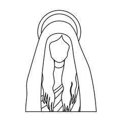silhouette half body saint virgin mary vector illustration