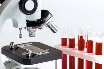 Medical equipment blood test in laboratory no one