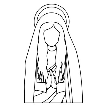 recommend clip art: silhouette half body saint virgin mary praying vector illustration