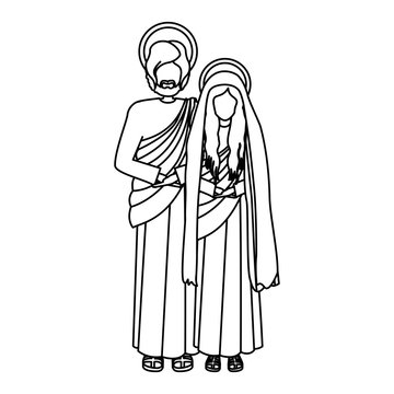 recommend clip art: contour virgin mary and saint joseph vector illustration