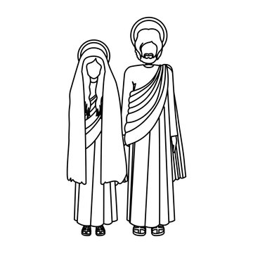 recommend clip art: silhouette virgin mary and saint joseph standing vector illustration