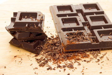 Cubes of dark chocolate