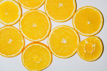 The cut orange on segments.