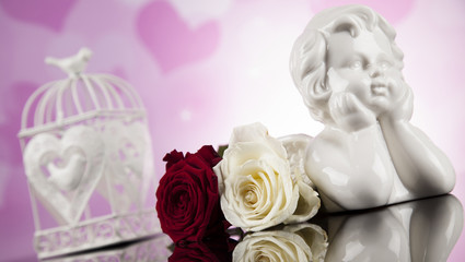 Angel, Happy Valentine's Day, heart background