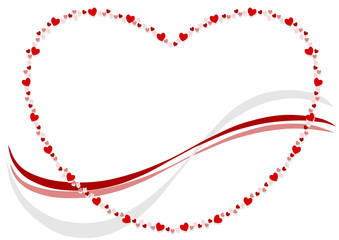 ハート型のハート模様と曲線のイラスト