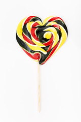 Composition of lollipops, candy pattern, top view flat lay